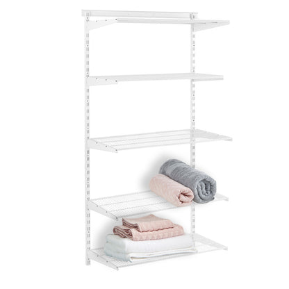 Flexx White Wire Shelf System - H2100mm - 5 Shelves