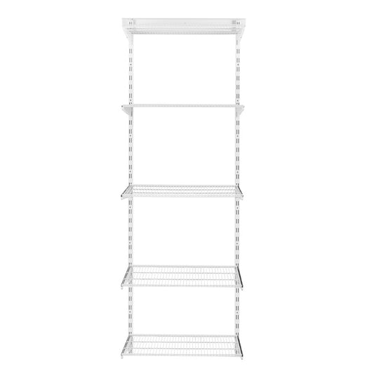 Flexx White Wire Shelf System - H2100mm - 5 Shelves