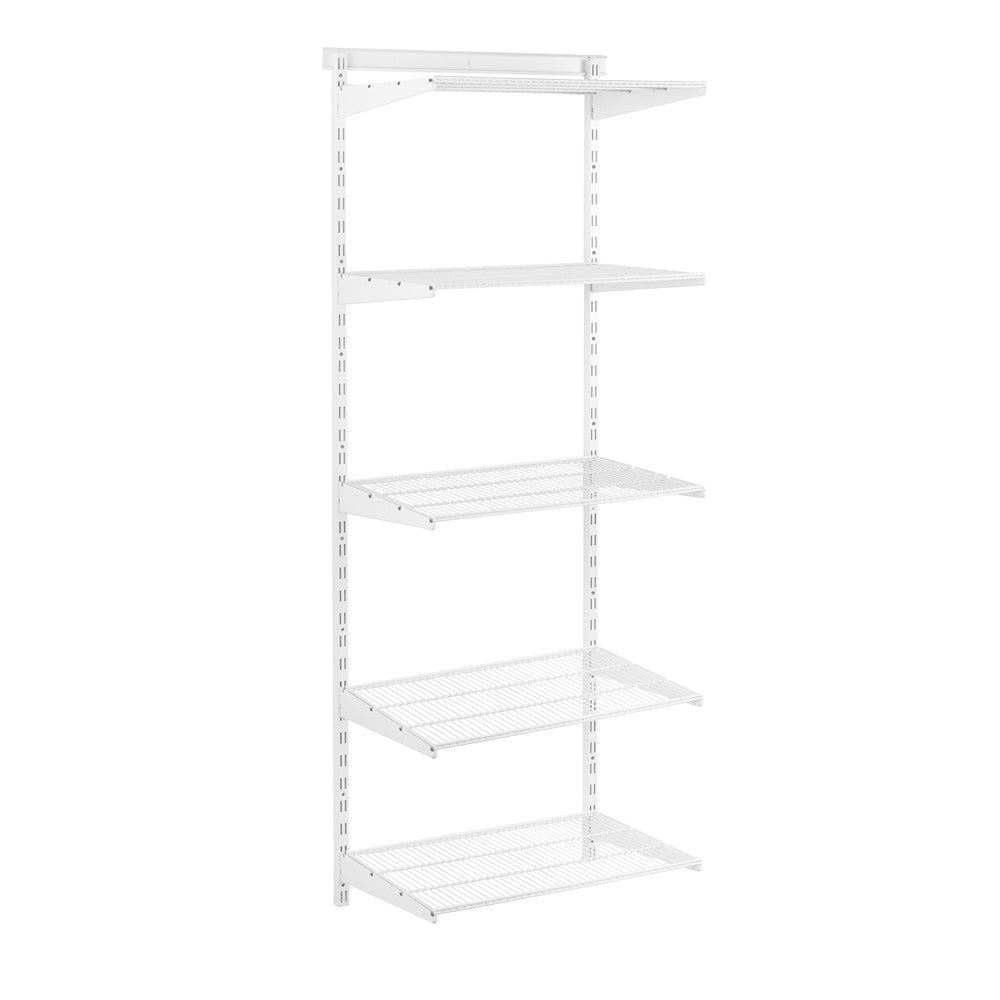 Flexx White Wire Shelf System - H2100mm - 5 Shelves