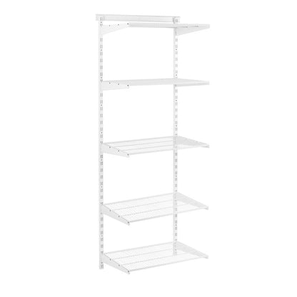 Flexx White Wire Shelf System - H2100mm - 5 Shelves