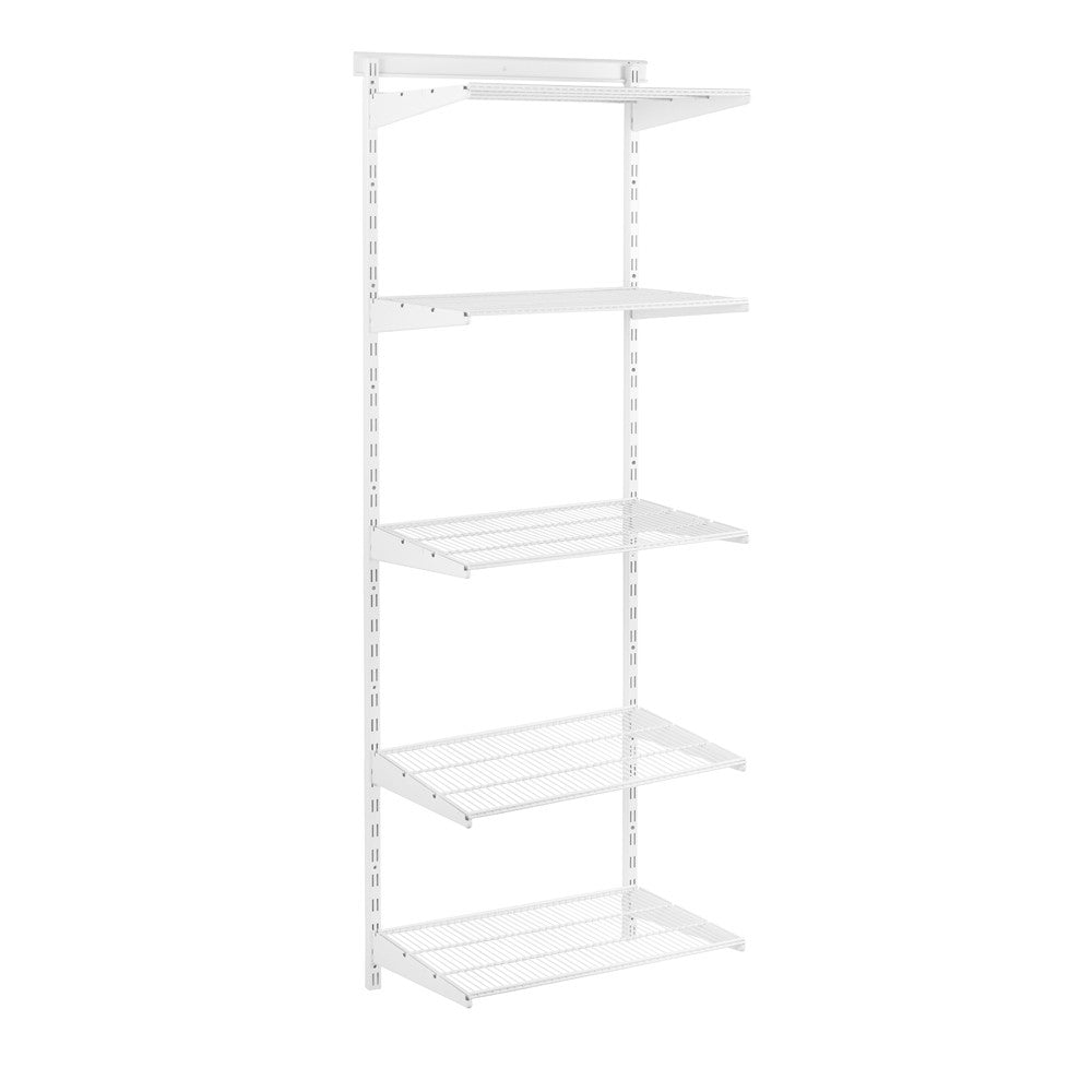 Flexx White Wire Shelf System - H2100mm - 5 Shelves