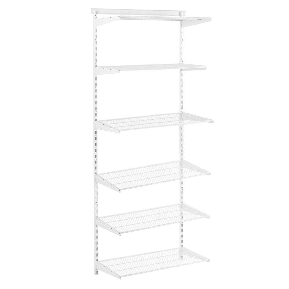 Flexx White Wire Shelf System - H2100mm - 6 Shelves