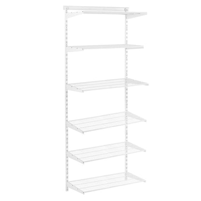 Flexx White Wire Shelf System - H2100mm - 6 Shelves