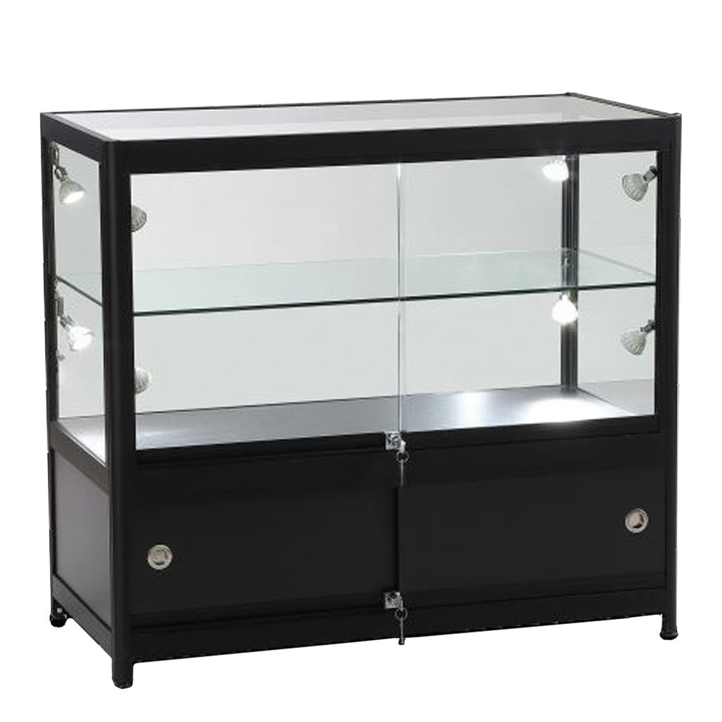 Skyline Slim Black Showcase with 2/3 Glass Display and Storage Cupboard