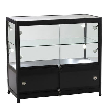 Skyline Slim Black Showcase with 2/3 Glass Display and Storage Cupboard