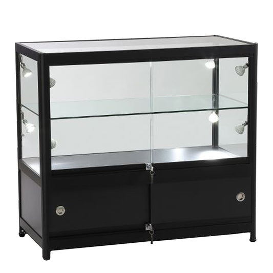 Skyline Slim Black Showcase with 2/3 Glass Display and Storage Cupboard