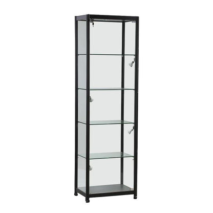 Skyline Black Tower Showcase All-Glass Display with 4 Glass Shelves - Single Door