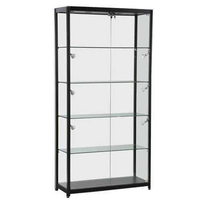 Skyline Black Tower Showcase All - Glass Display with 4 Glass Shelves - Double Door