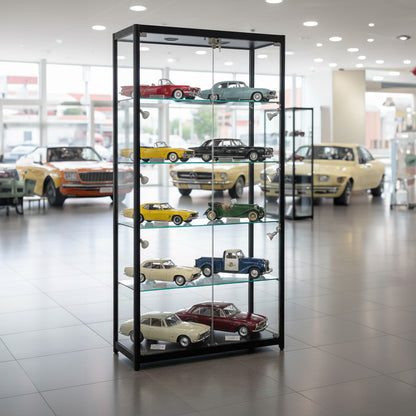 Skyline Black Tower Showcase All - Glass Display with 4 Glass Shelves - Double Door