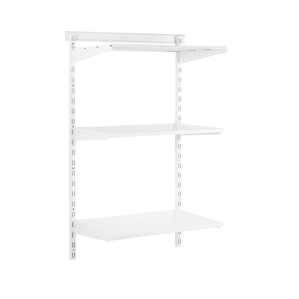 Flexx White Shelf System - H1200mm - 2x Wooden & 1x Wire Shelves