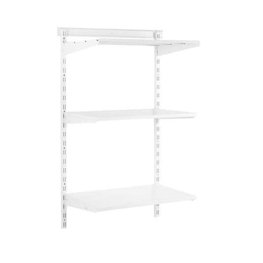Flexx White Shelf System - H1200mm - 2x Wooden & 1x Wire Shelves