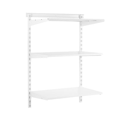 Flexx White Shelf System - H1200mm - 2x Wooden & 1x Wire Shelves
