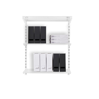 Flexx White Shelf System - H1200mm - 2x Wooden & 1x Wire Shelves