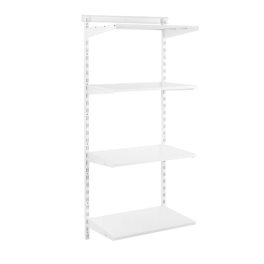 Flexx White Shelf System - H1500mm - 3x Wooden & 1x Wire Shelves
