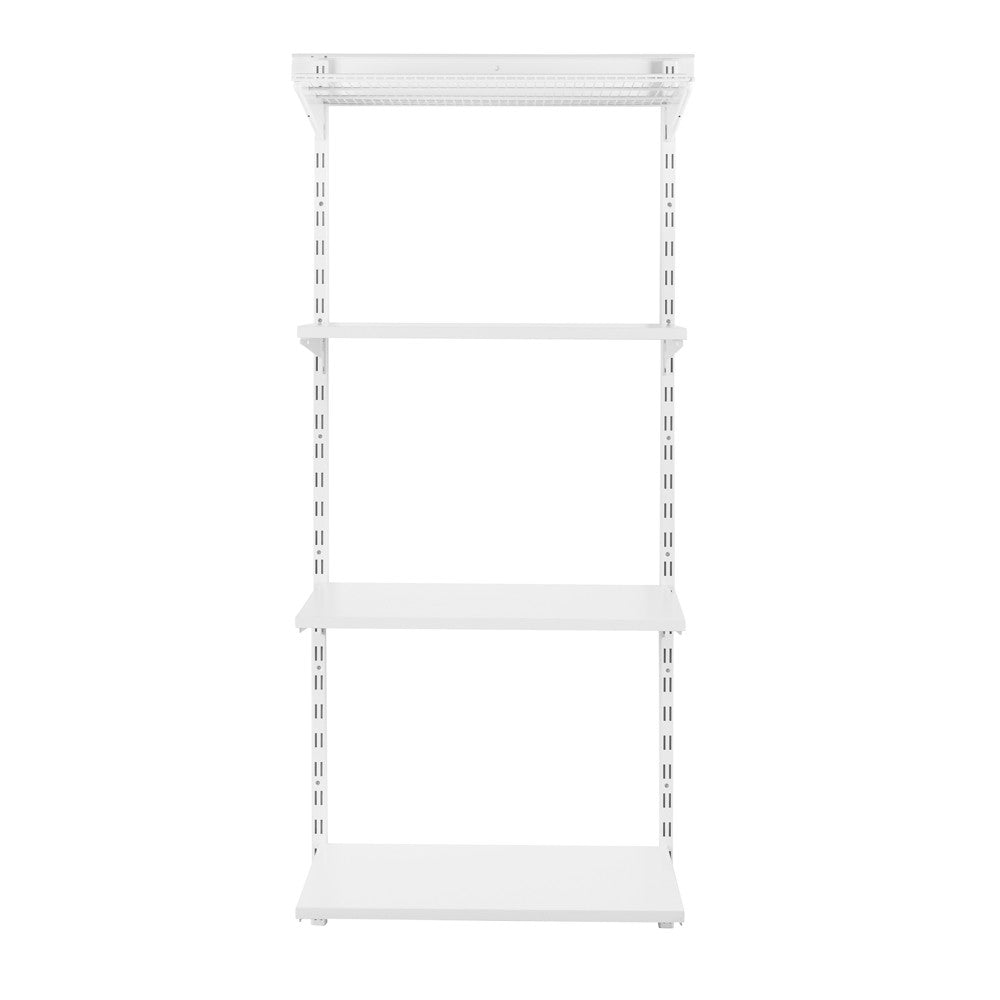 Flexx White Shelf System - H1500mm - 3x Wooden & 1x Wire Shelves