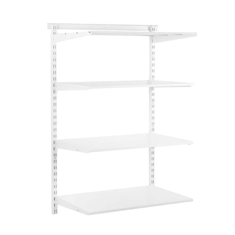Flexx White Shelf System - H1500mm - 3x Wooden & 1x Wire Shelves