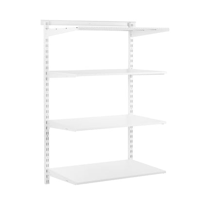 Flexx White Shelf System - H1500mm - 3x Wooden & 1x Wire Shelves