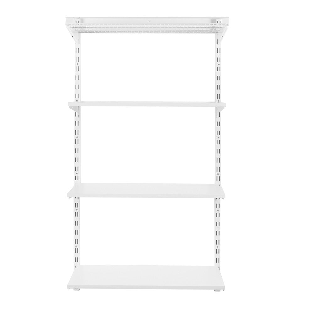 Flexx White Shelf System - H1500mm - 3x Wooden & 1x Wire Shelves