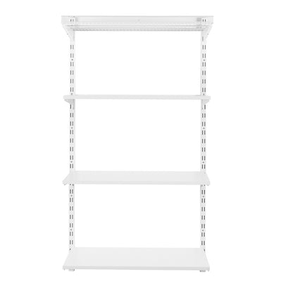 Flexx White Shelf System - H1500mm - 3x Wooden & 1x Wire Shelves