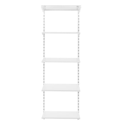 Flexx White Shelf System - H2100mm - 4x Wooden & 1x Wire Shelves