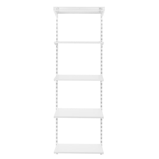 Flexx White Shelf System - H2100mm - 4x Wooden & 1x Wire Shelves