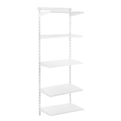 Flexx White Shelf System - H2100mm - 4x Wooden & 1x Wire Shelves