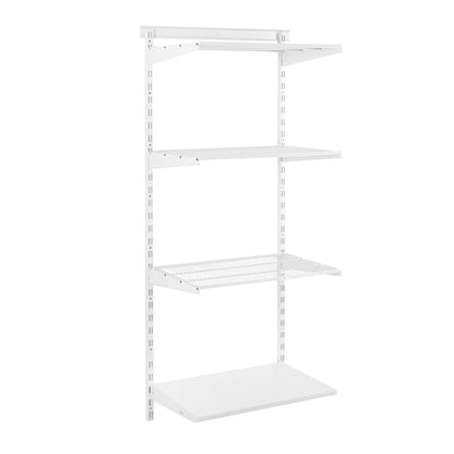 Flexx White Shelf System - H1500mm - 1x Wooden & 3x Wire Shelves