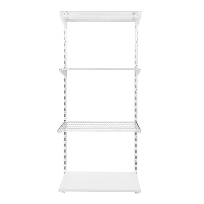 Flexx White Shelf System - H1500mm - 1x Wooden & 3x Wire Shelves