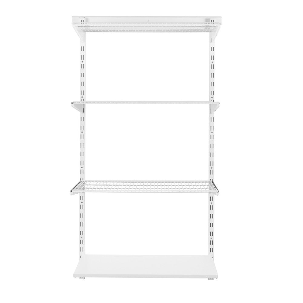 Flexx White Shelf System - H1500mm - 1x Wooden & 3x Wire Shelves