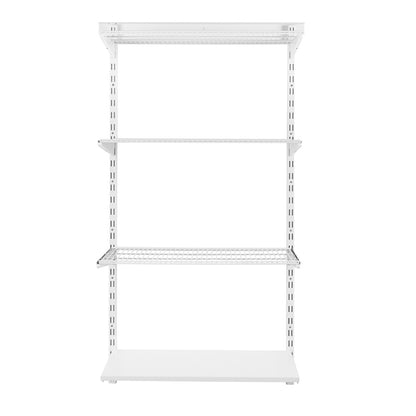 Flexx White Shelf System - H1500mm - 1x Wooden & 3x Wire Shelves