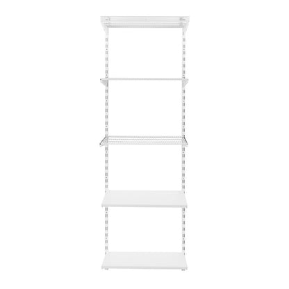 Flexx White Shelf System - H2100mm - 2x Wooden & 3x Wire Shelves