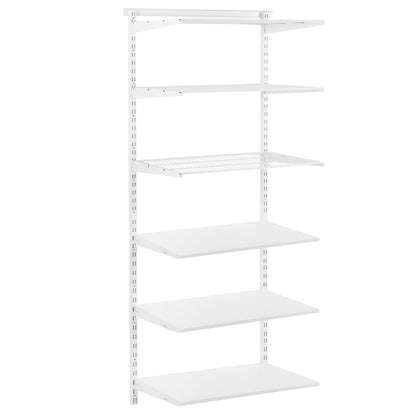 Flexx White Shelf System - H2100mm - 3x Wooden & 3x Wire Shelves