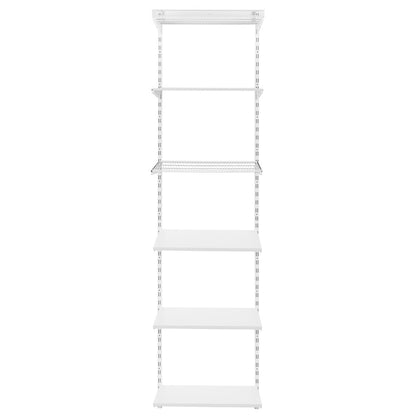 Flexx White Shelf System - H2100mm - 3x Wooden & 3x Wire Shelves