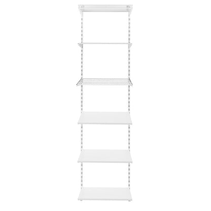 Flexx White Shelf System - H2100mm - 3x Wooden & 3x Wire Shelves