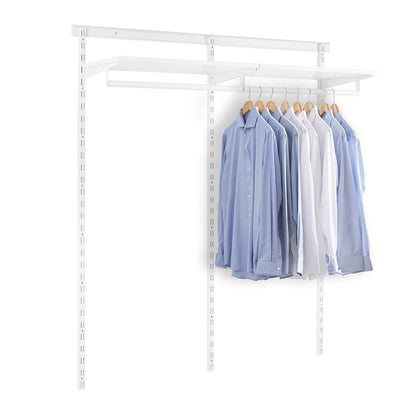 Flexx White Wooden Shelf System & Clothes Rail- H1200mm