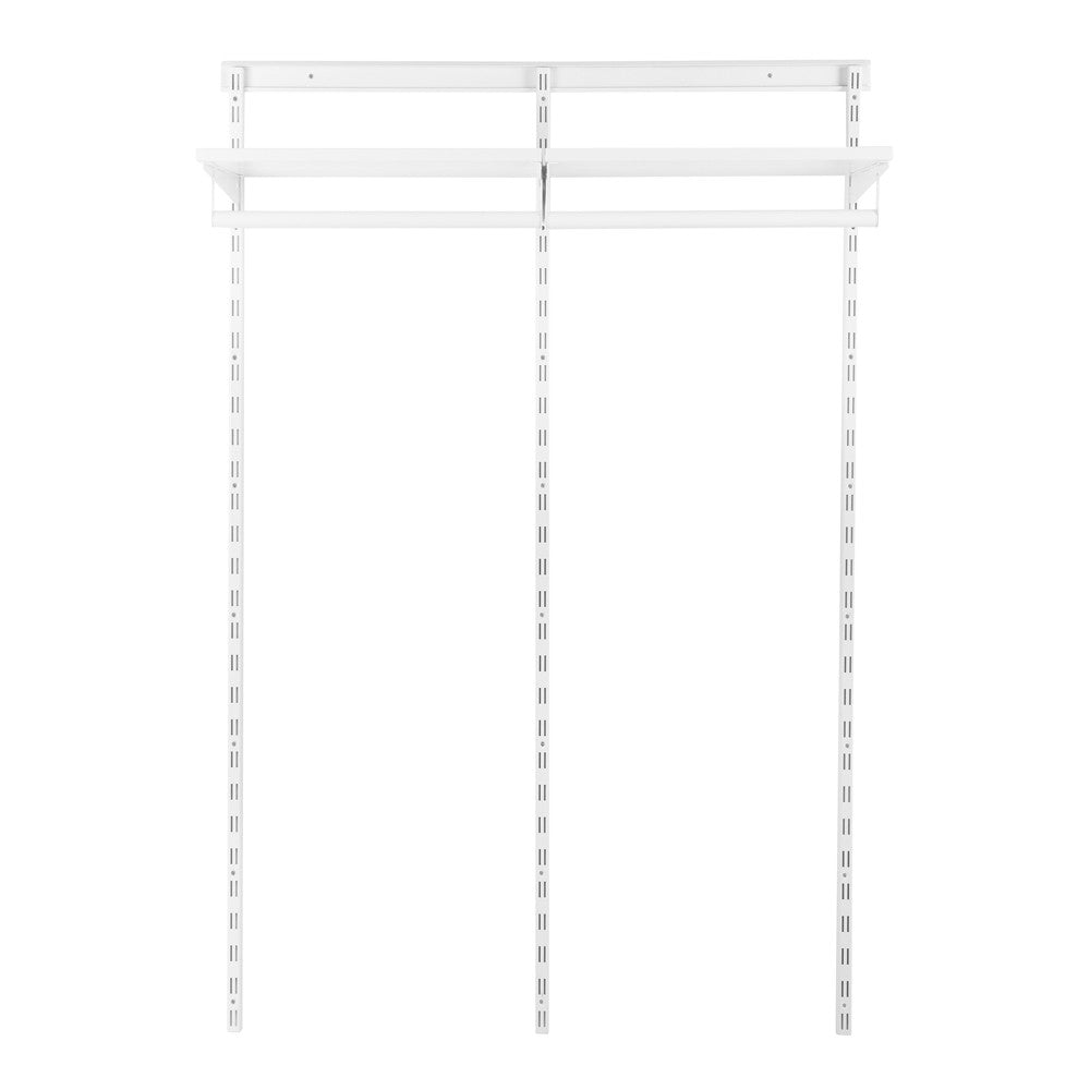 Flexx White Wooden Shelf System & Clothes Rail- H2100mm
