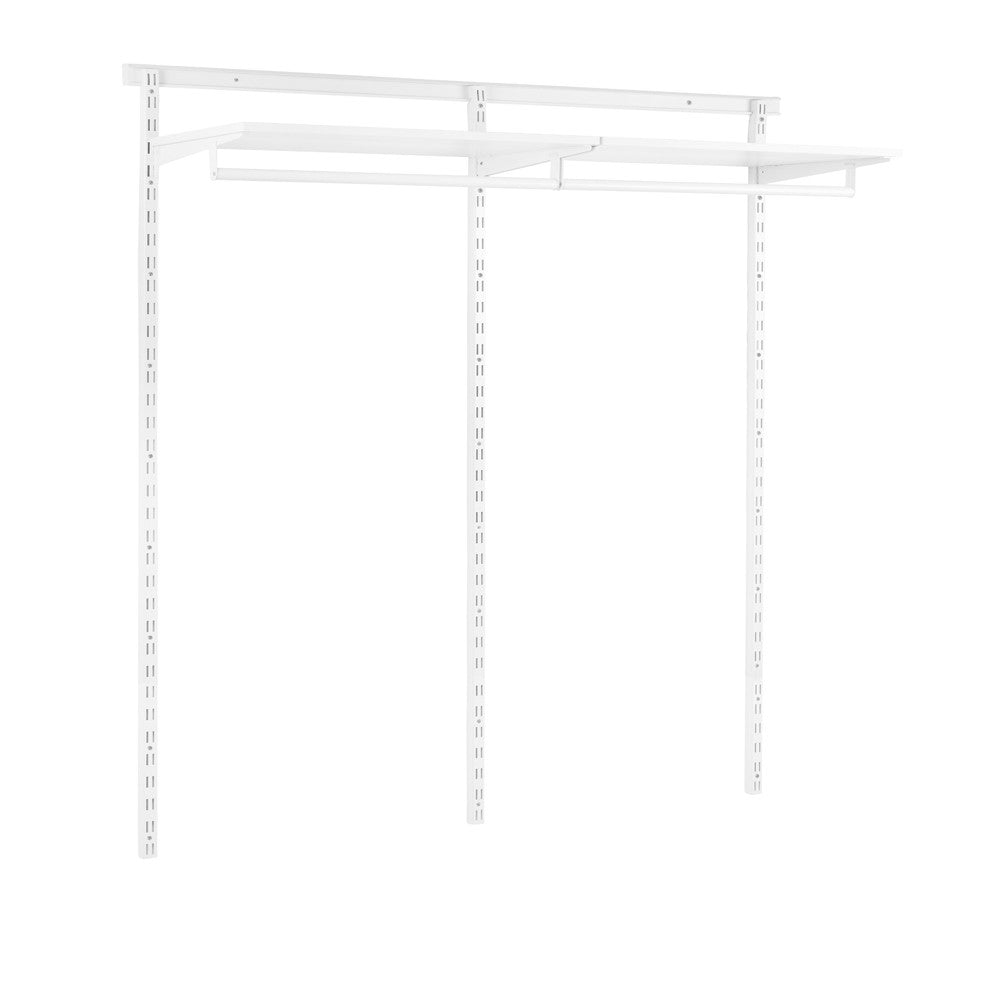 Flexx White Wooden Shelf System & Clothes Rail- H2100mm