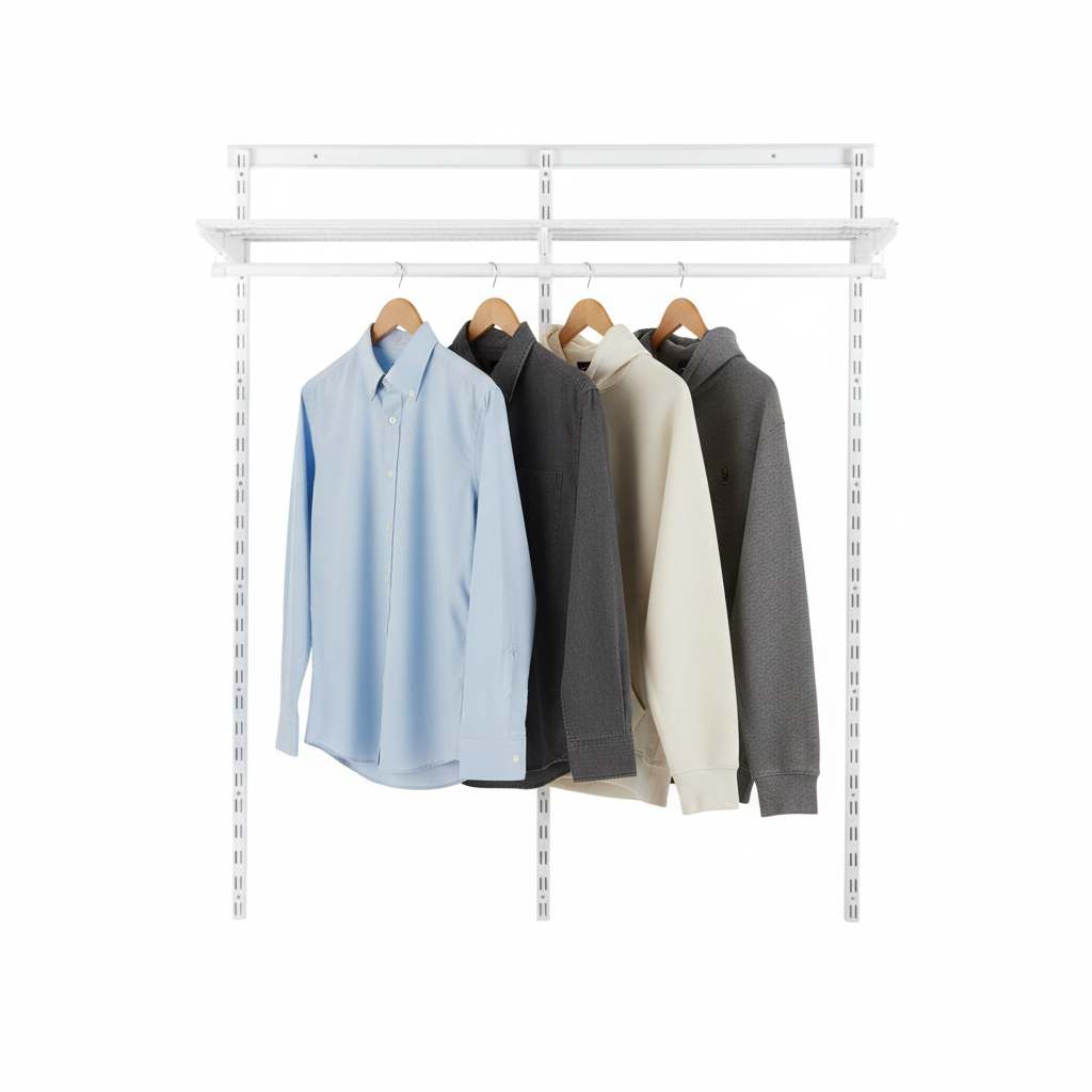Flexx White Wire Shelf System & Clothes Rail- H1500mm