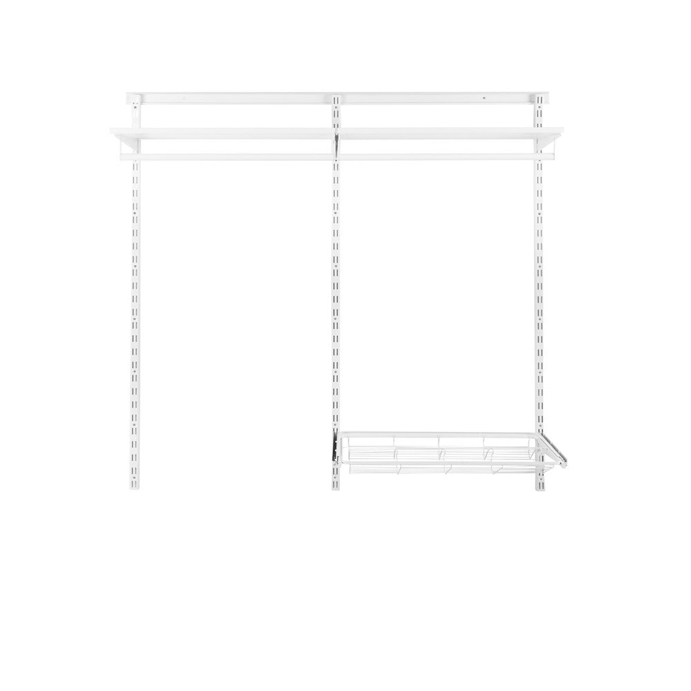 Flexx White Wooden Shelf System with Clothes Rail & Shoe Rack- H1200mm
