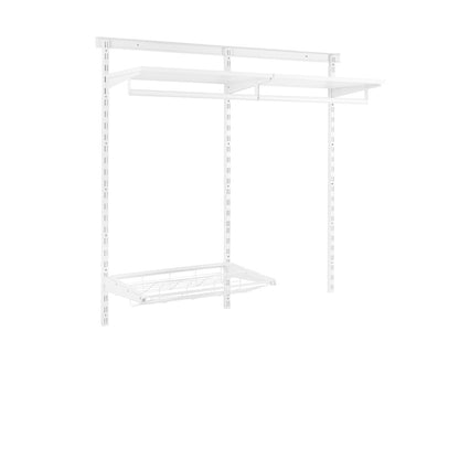 Flexx White Wooden Shelf System with Clothes Rail & Shoe Rack- H1200mm