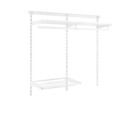 Flexx White Wooden Shelf System with Clothes Rail & Shoe Rack- H1200mm