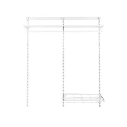 Flexx White Wooden Shelf System with Clothes Rail & Shoe Rack- H1500mm