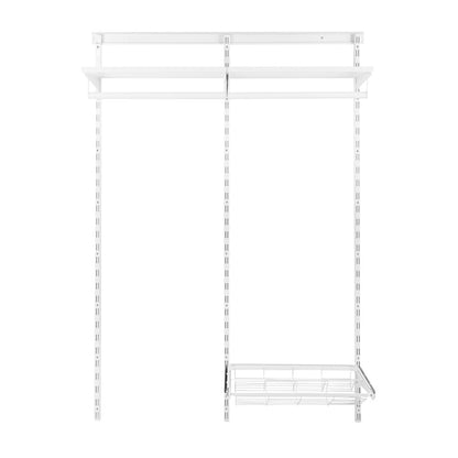 Flexx White Wooden Shelf System with Clothes Rail & Shoe Rack- H2100mm