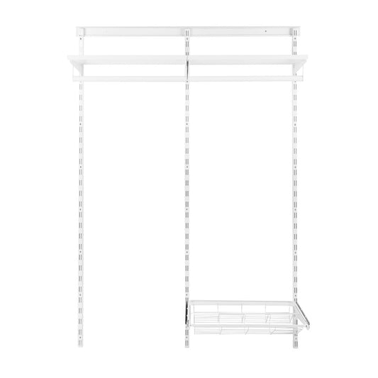Flexx White Wooden Shelf System with Clothes Rail & Shoe Rack- H2100mm