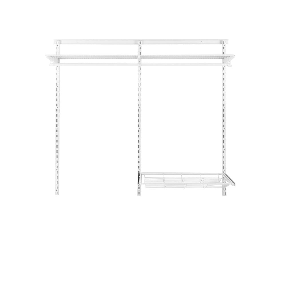 Flexx White Wire Shelf System with Clothes Rail & Shoe Rack- H1200mm