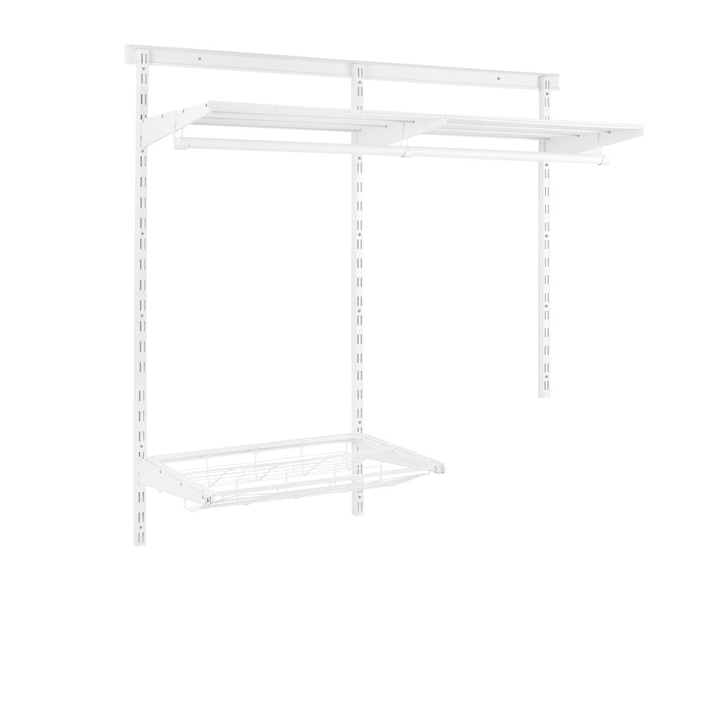 Flexx White Wire Shelf System with Clothes Rail & Shoe Rack- H1200mm