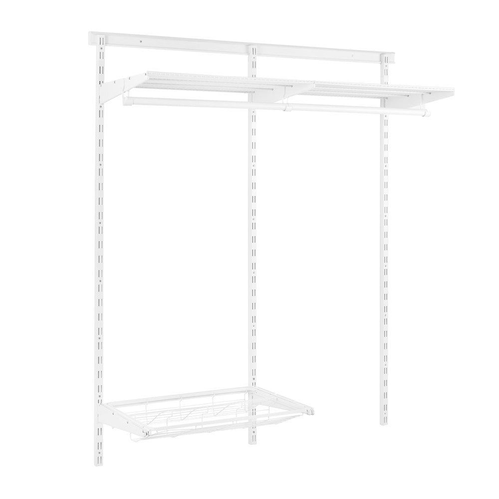 Flexx White Wire Shelf System with Clothes Rail & Shoe Rack- H1500mm