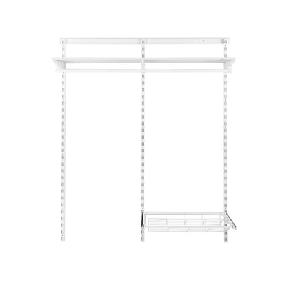 Flexx White Wire Shelf System with Clothes Rail & Shoe Rack- H1500mm
