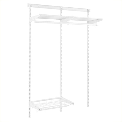 Flexx White Wire Shelf System with Clothes Rail & Shoe Rack- H2100mm