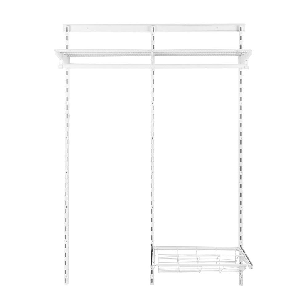 Flexx White Wire Shelf System with Clothes Rail & Shoe Rack- H2100mm